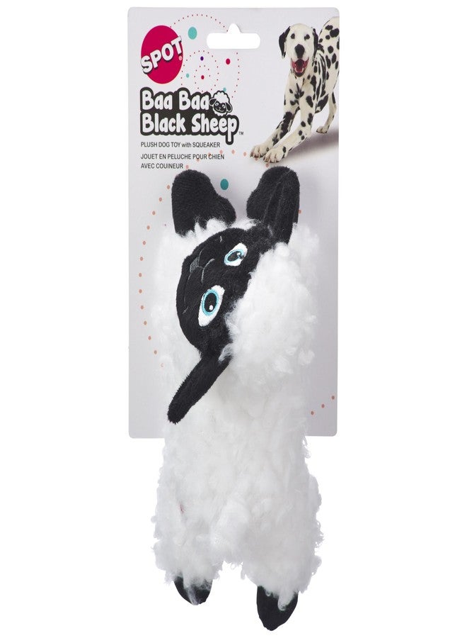SPOT Baa Baa Black Sheep Plush Dog Toy - Cute and Cuddly Fleece Toy with Squeaker for Small Dogs and Puppies, 8in Black and White Lamb - Image 1